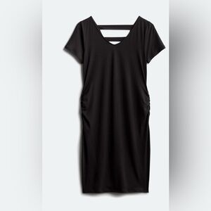 Full Moon -Maternity Black V-Neck Sheath Mini Dress